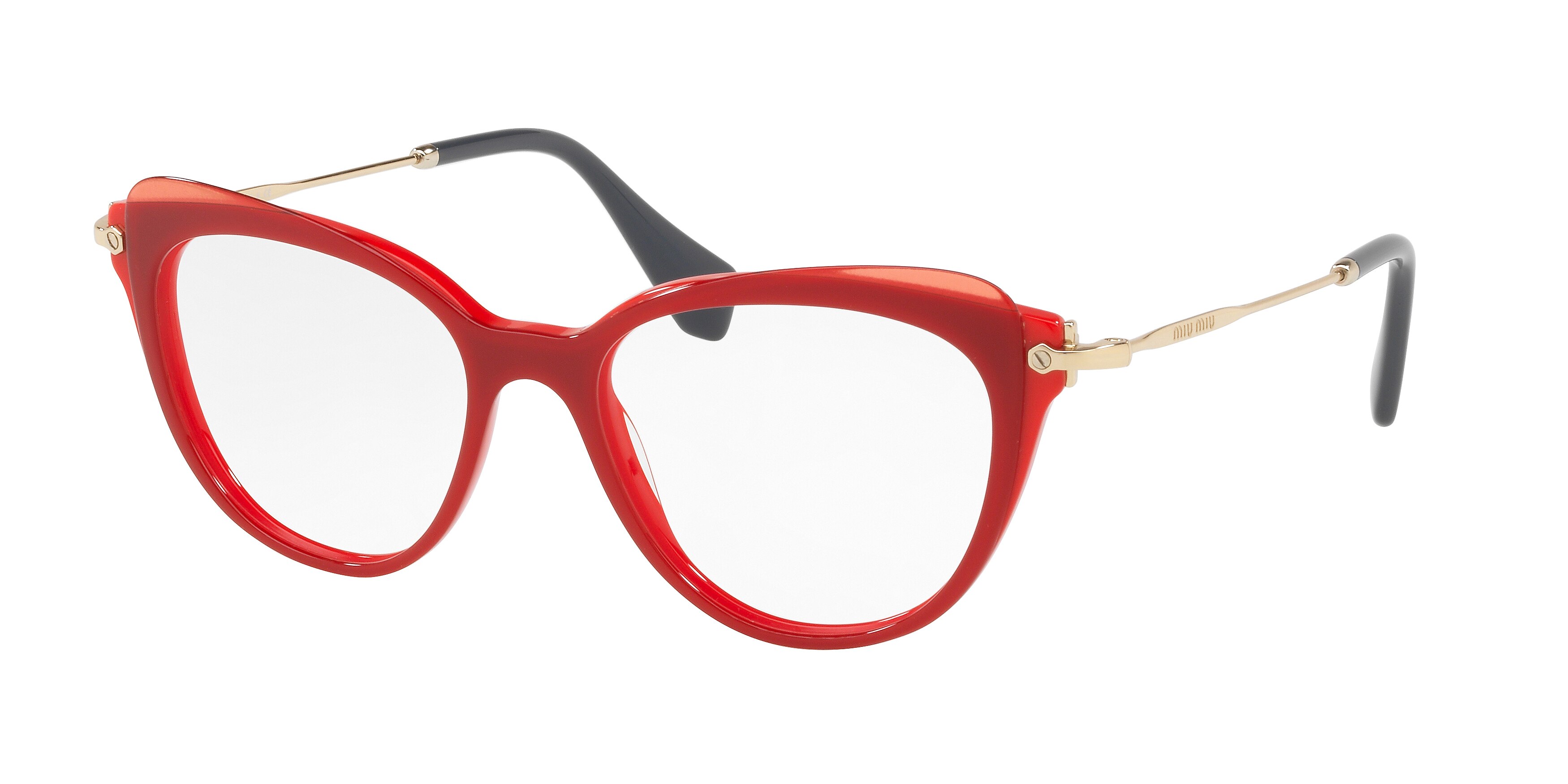 Miu Miu MU 01QV cateye eyeglasses in Red/Top Transparent Red