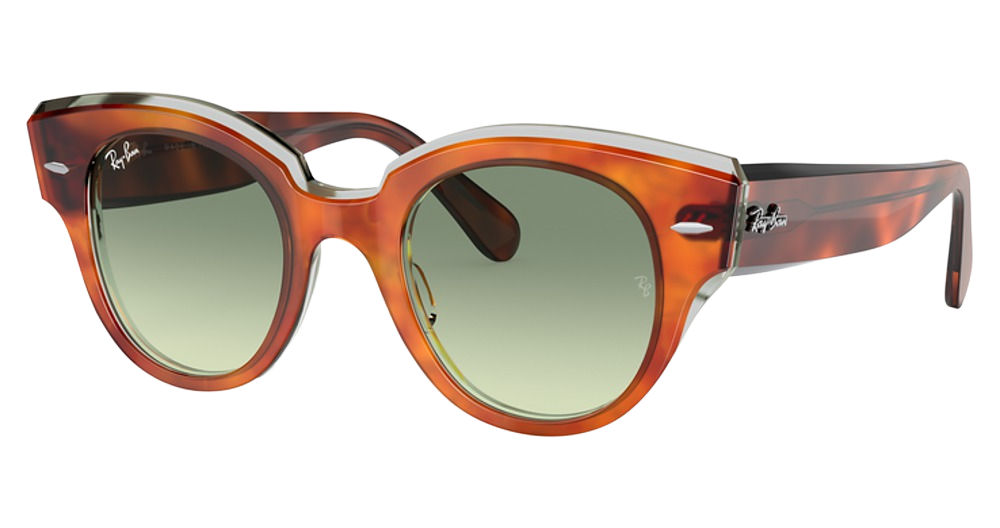 Ray-Ban RB2192 ROUNDABOUT cateye sunglasses in Havana on Transparent Grey/Green Gradient