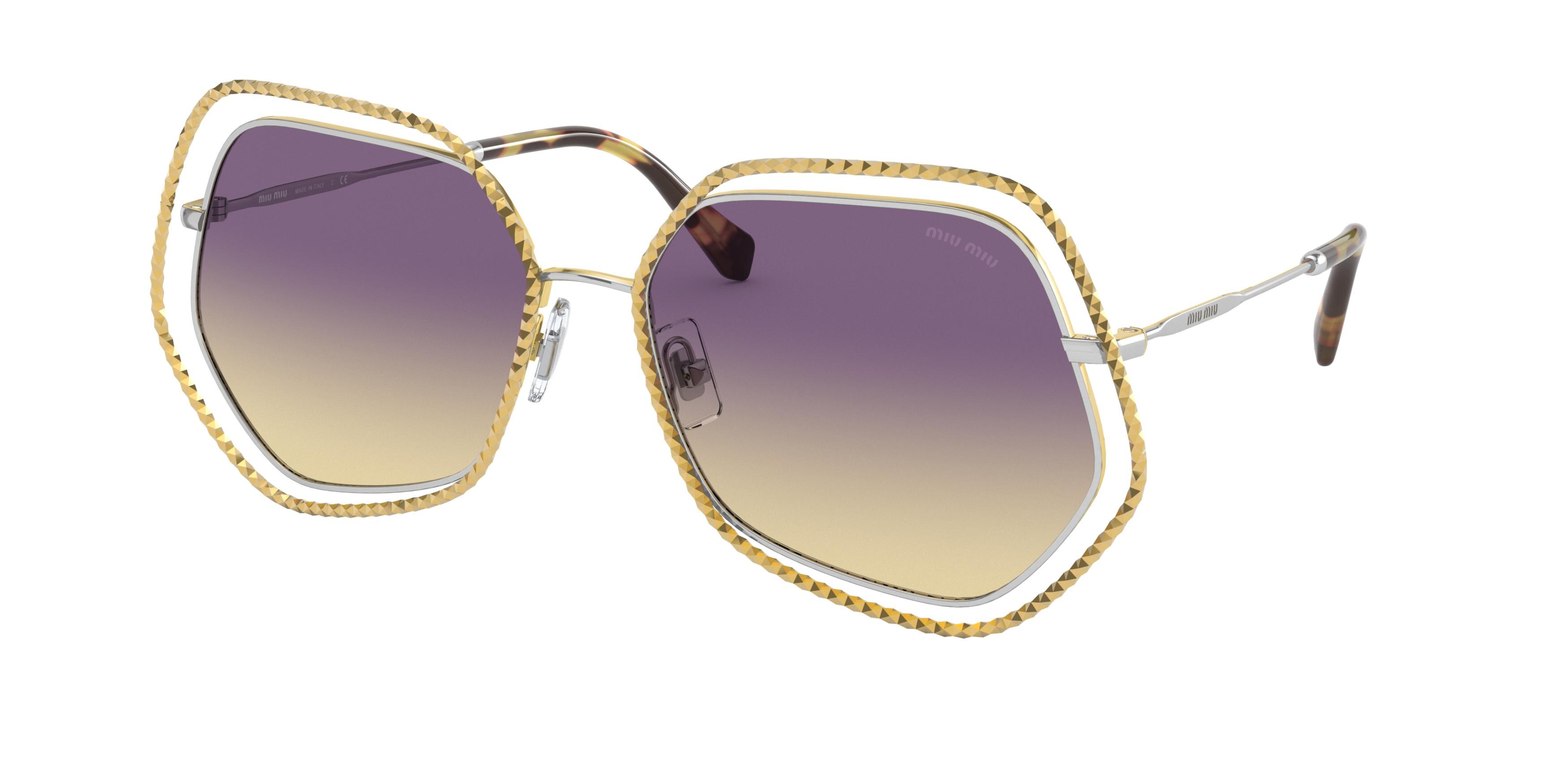 Miu Miu MU 58VS square sunglasses in Gold/Silver