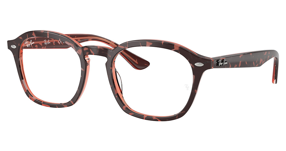 Ray-Ban RX5451F round eyeglasses in Havana on Transparent Re