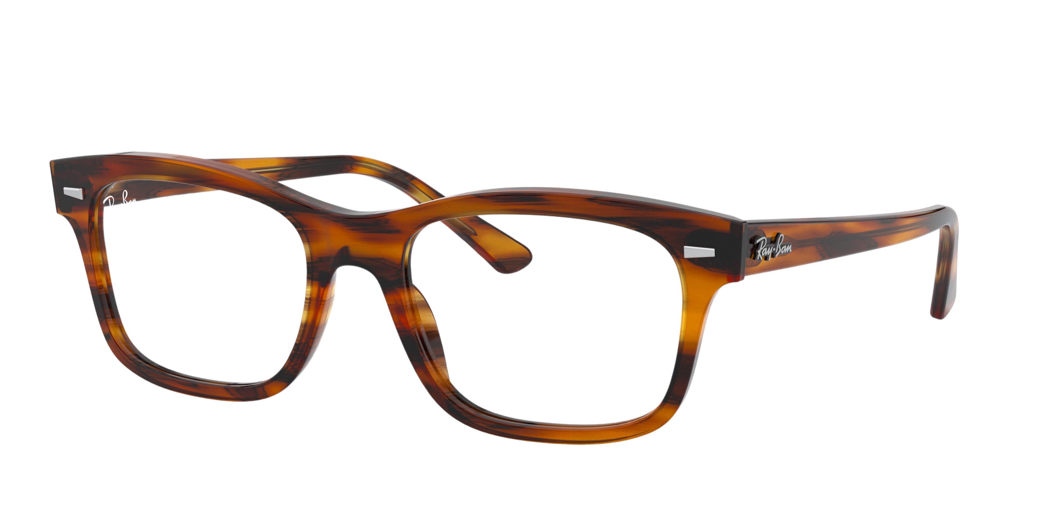 Ray-Ban RX5383F rectangle eyeglasses in Stripped Red Havana