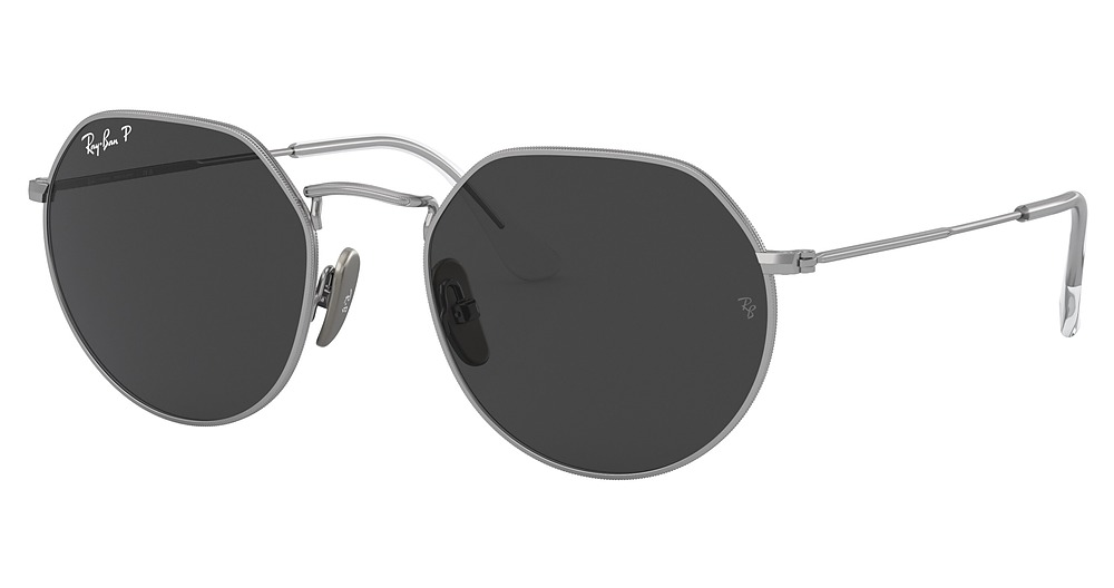 Ray-Ban RB8165 round sunglasses in Silver/Polarized Black