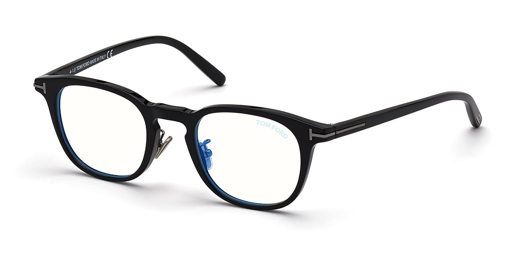 Tom Ford FT5725-D-B-N round eyeglasses in Shiny Black