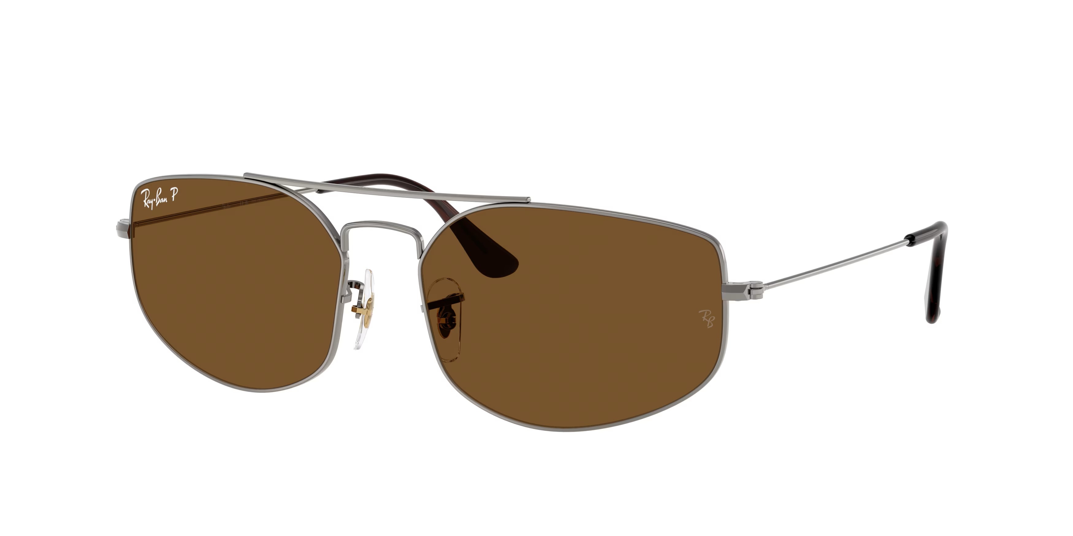Ray-Ban RB3845 EXPLORER 5 sunglasses in Gunmetal/Brown Polarized