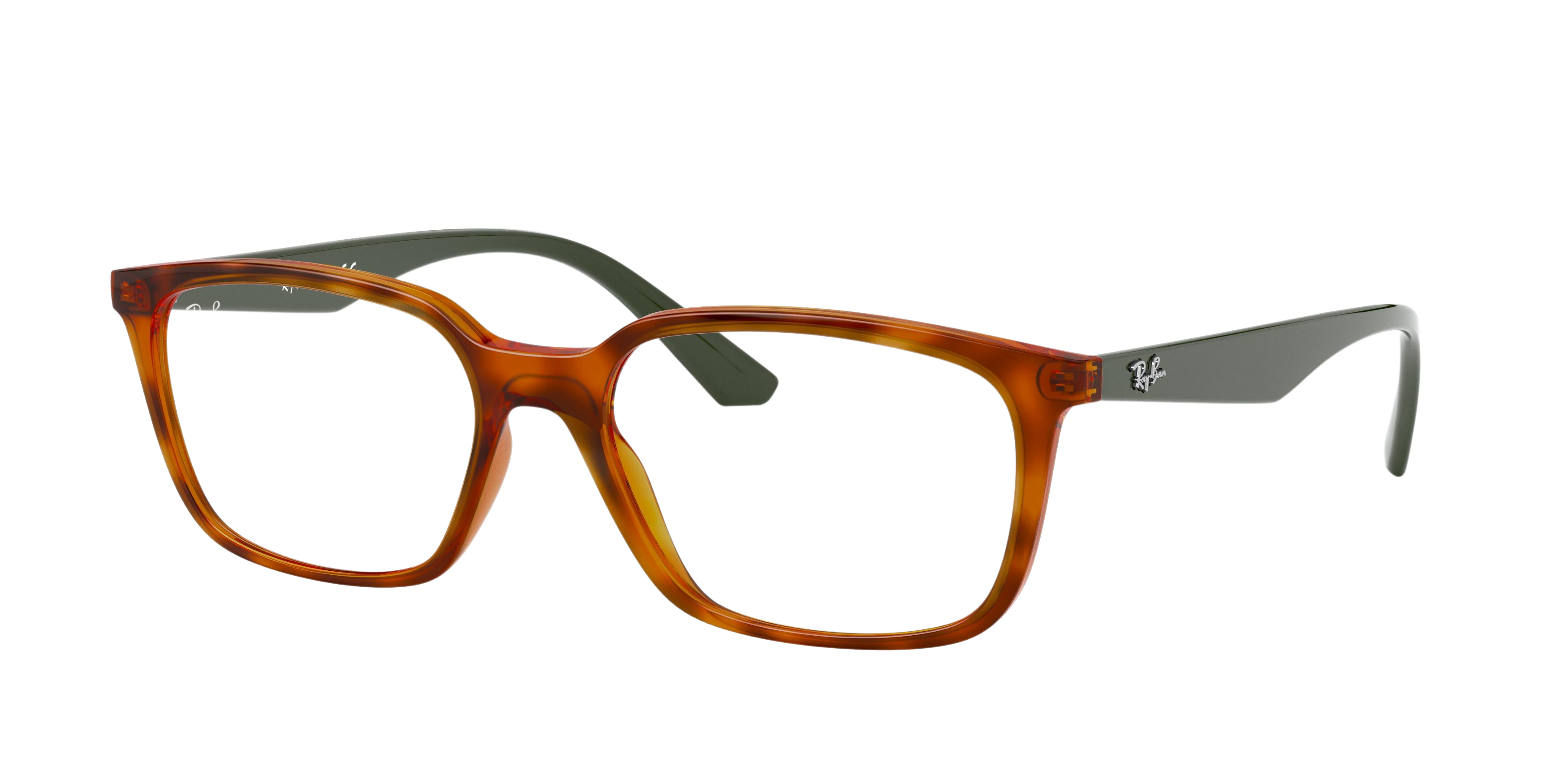 Ray-Ban RX7176 rectangle eyeglasses in Yellow Light Havana