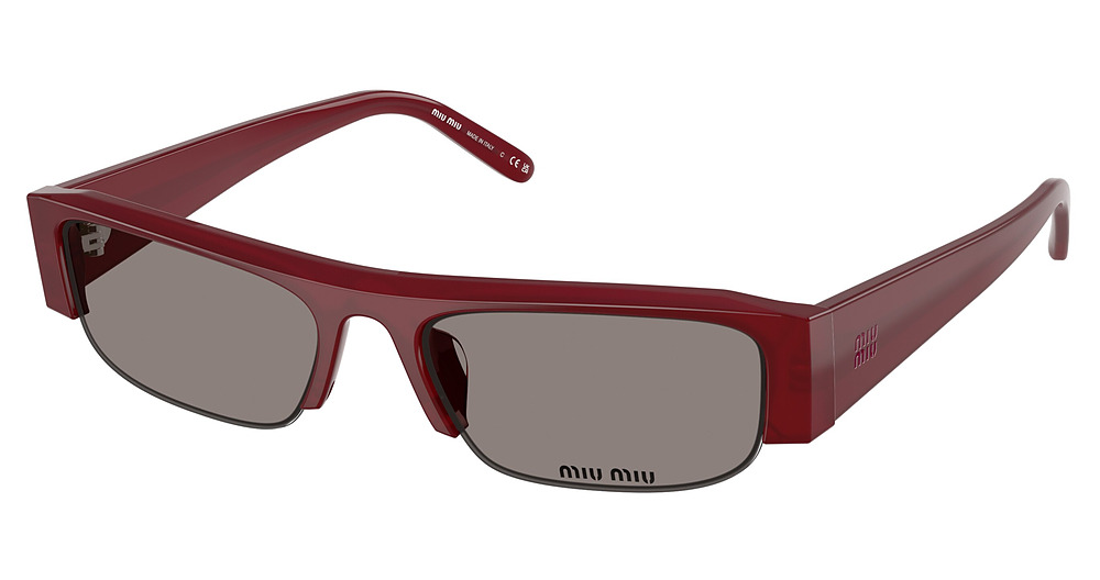 Miu Miu MU B07S rectangle sunglasses in Burgundy Opal/Dark Grey