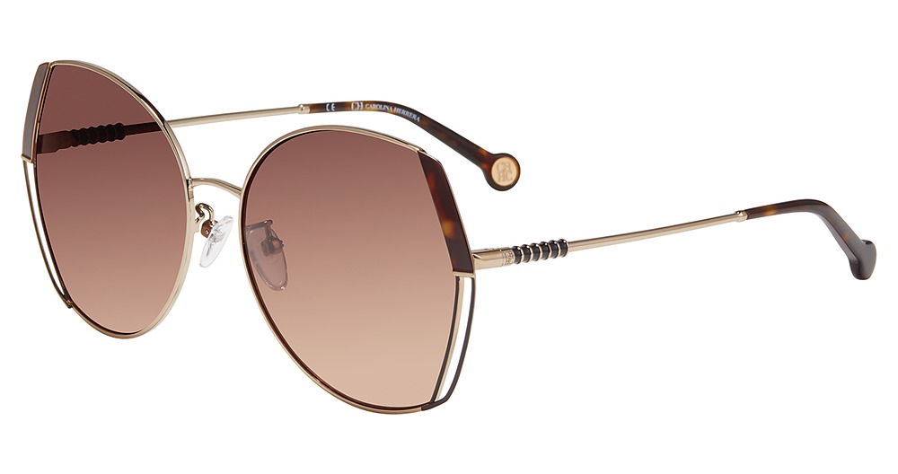 Carolina Herrera SHE162 round sunglasses in Gold Brown 08 M6