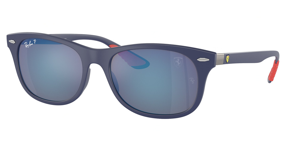 Ray-Ban RB4607M round sunglasses in Matte Blue/Grey Mir Blue Polarized