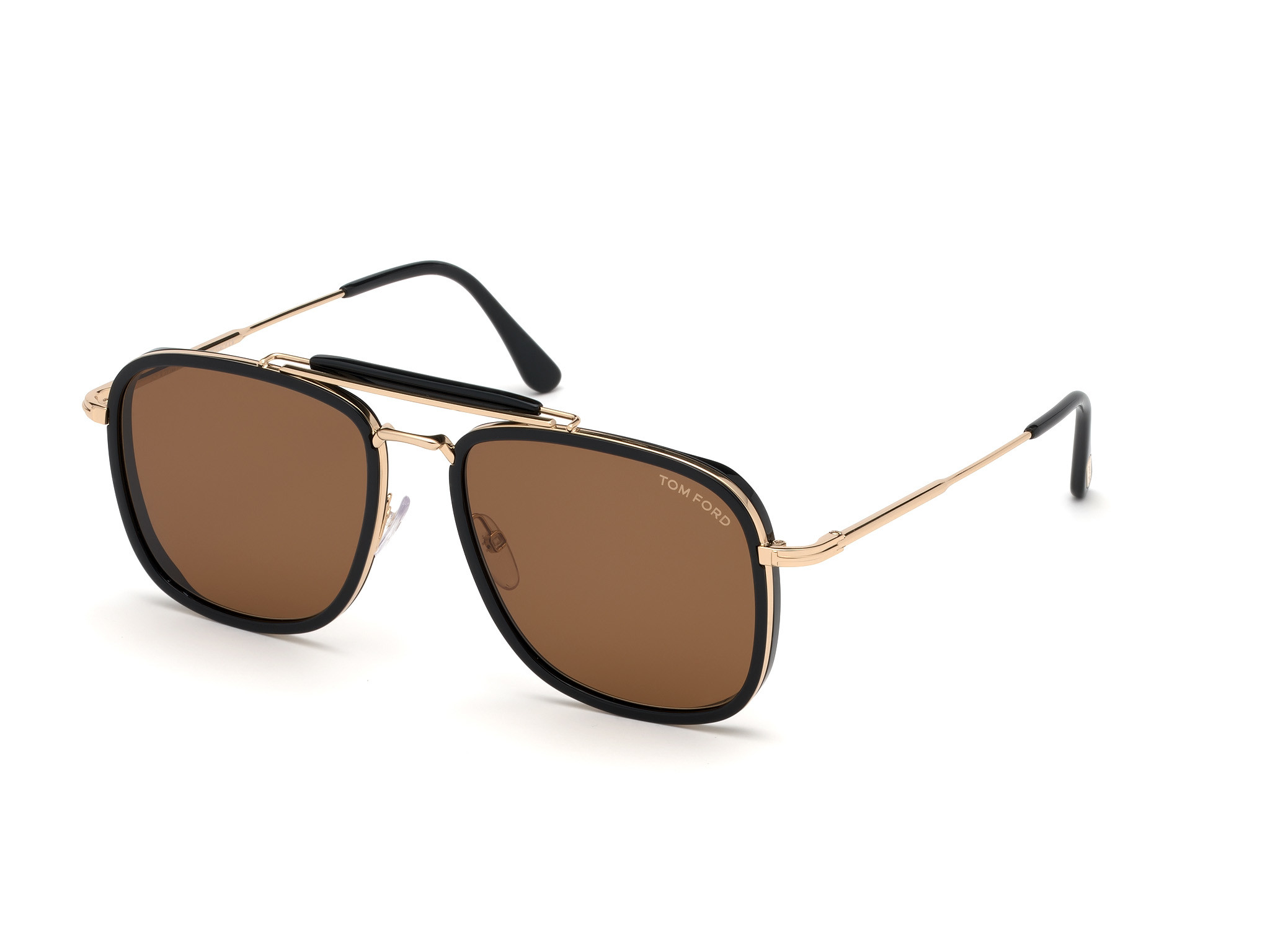 Tom Ford FT0665 Huck square sunglasses in Shiny Black Acetate Rims, Shiny
