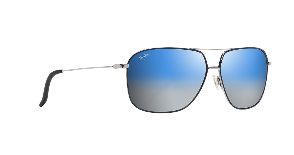 Silver with Navy Blue / Dual Mirror (Blue to Silver over Neutral Grey)