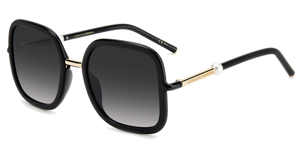 Carolina Herrera HER 0078/G/S square sunglasses in Black/Dark Grey Shaded