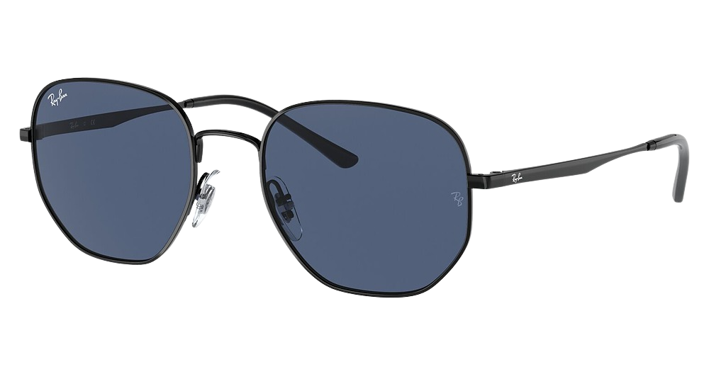 Ray-Ban RB3682F round sunglasses in Black/Dark Blue