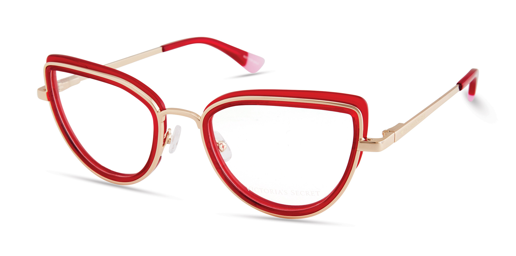 Red Transparent/gold Rim W/ Gold Star On Temples