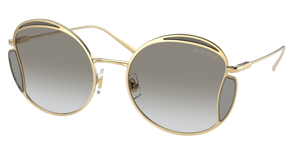 Miu Miu MU 56XS round sunglasses in Gold/Grey Gradient