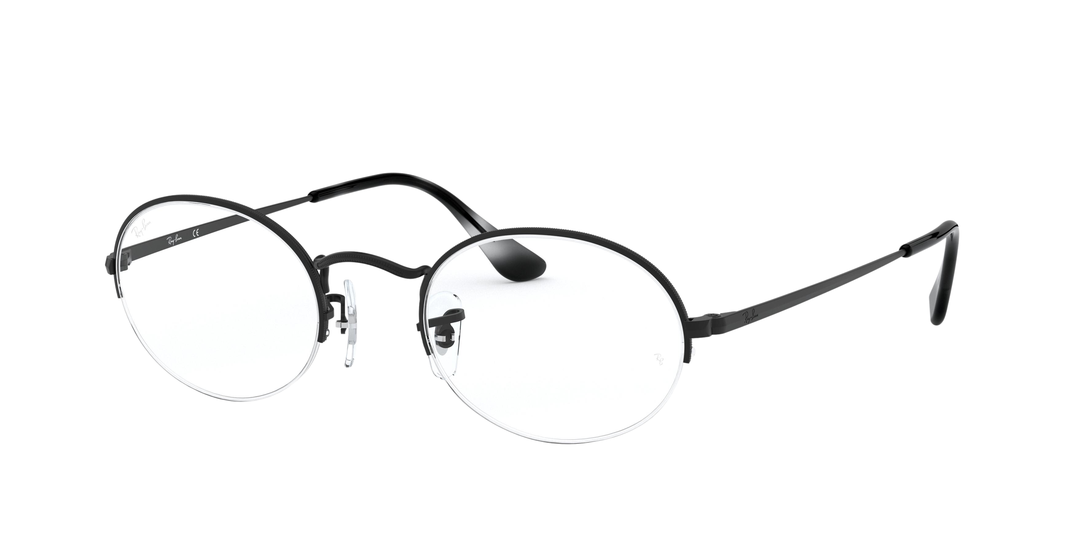 Ray-Ban RX6547 round eyeglasses in Matte Black