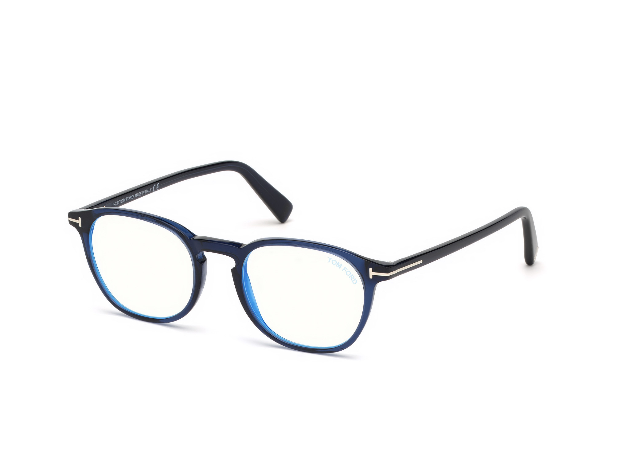 Shiny Transp. Blue, Shiny Palladium "t" Logo/ Blue Block Lenses