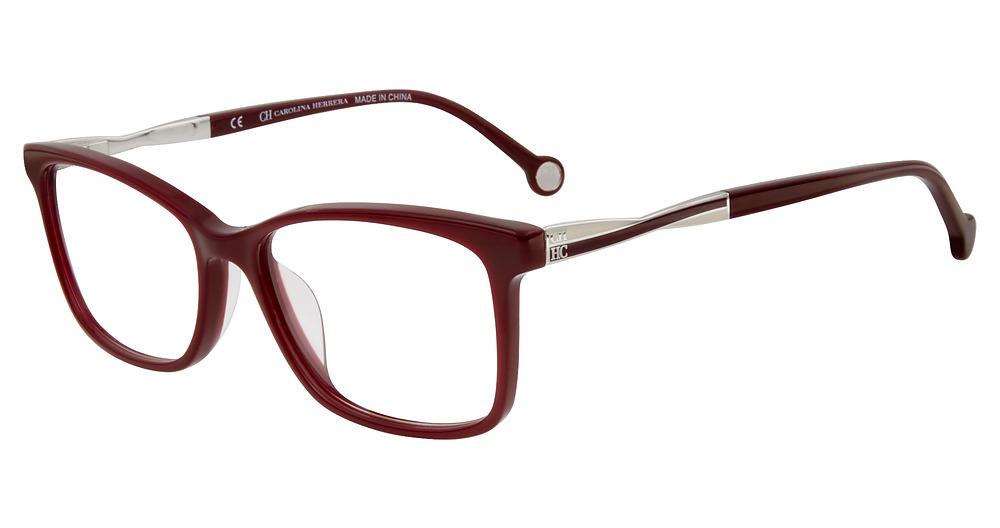 Carolina Herrera VHE781K rectangle eyeglasses in Burgundy 09 Fd