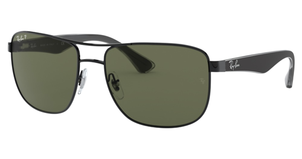 Ray-Ban RB3533 aviator sunglasses in Black/Green
