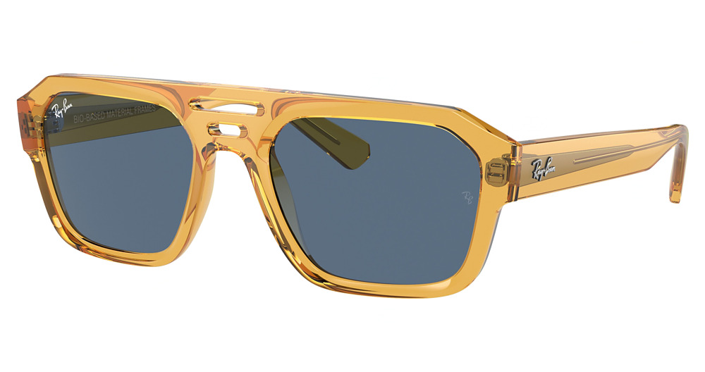 Ray-Ban RB4397 CORRIGAN aviator sunglasses in Transparent Yellow/Dark Blue
