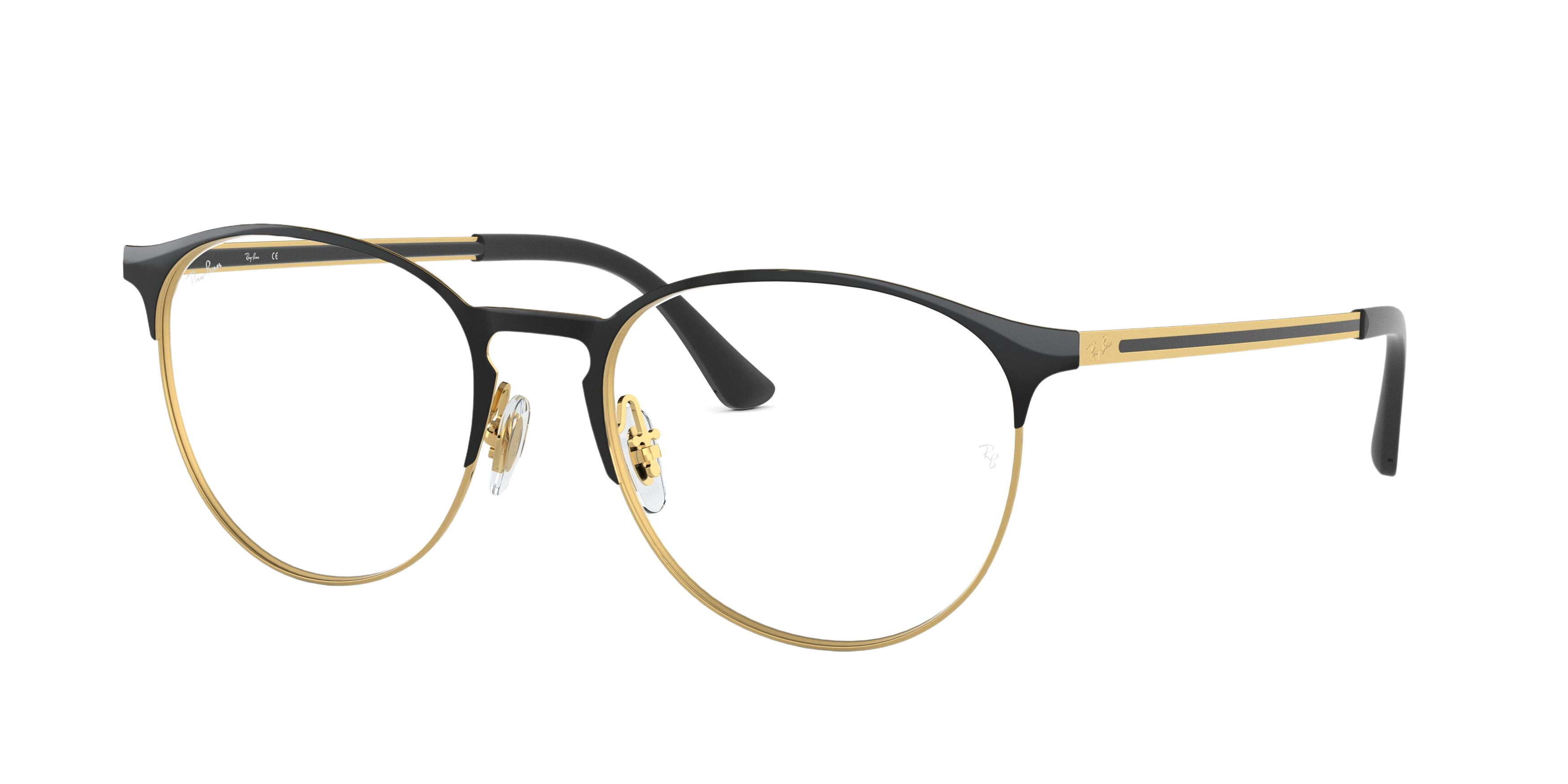 Ray-Ban RX6375F round eyeglasses in Gold Top In Black