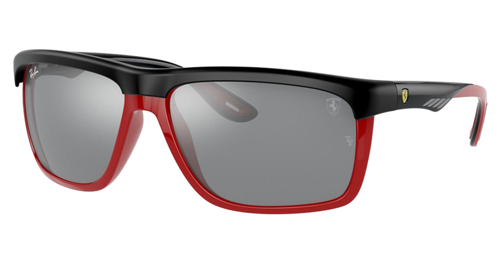 MATTE BLACK ON RED / GREY MIRROR SILVER