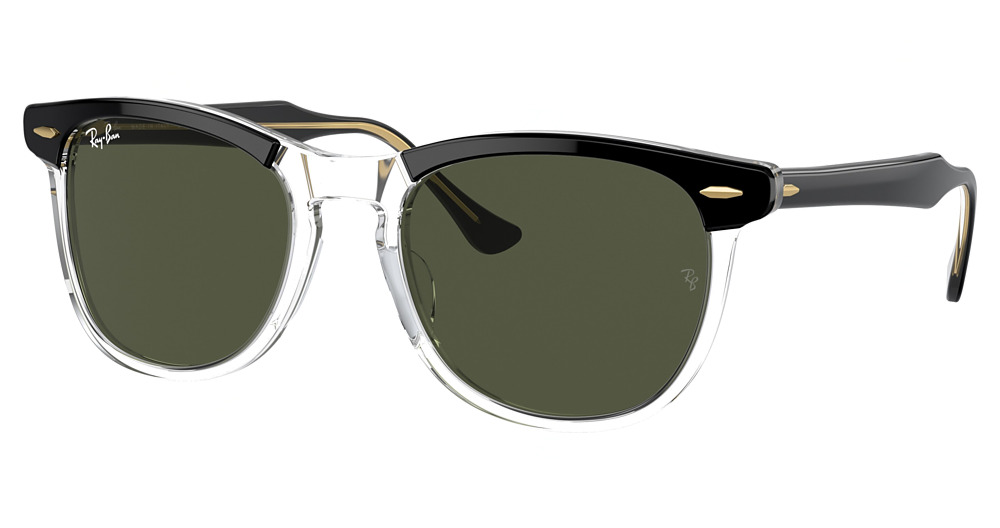 Ray-Ban RB2398 #N/D round sunglasses in Black on Transparent/Green