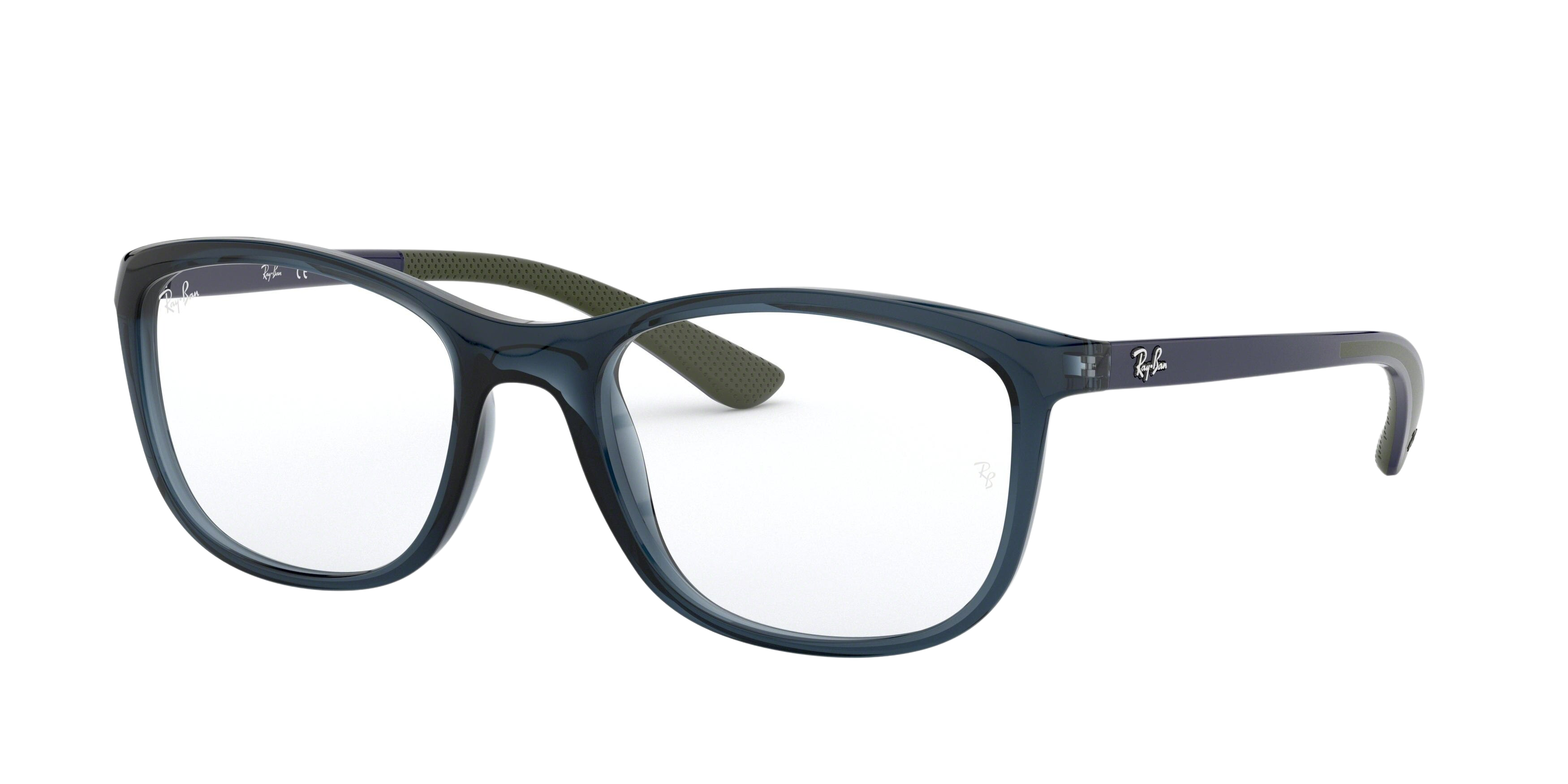Ray-Ban RX7169 square eyeglasses in Transparent Blue