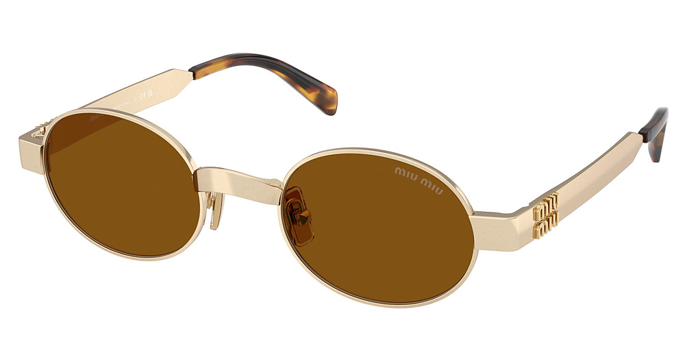 Miu Miu MU B51S round sunglasses in Old Gold/Dark Bronze