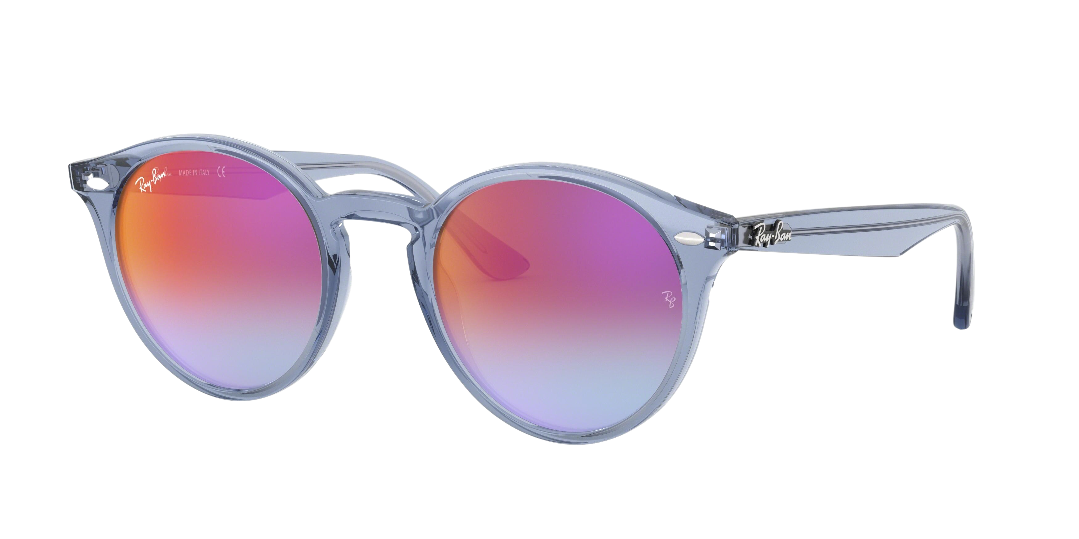 Ray-Ban RB2180 round sunglasses in Shiny Light Blue