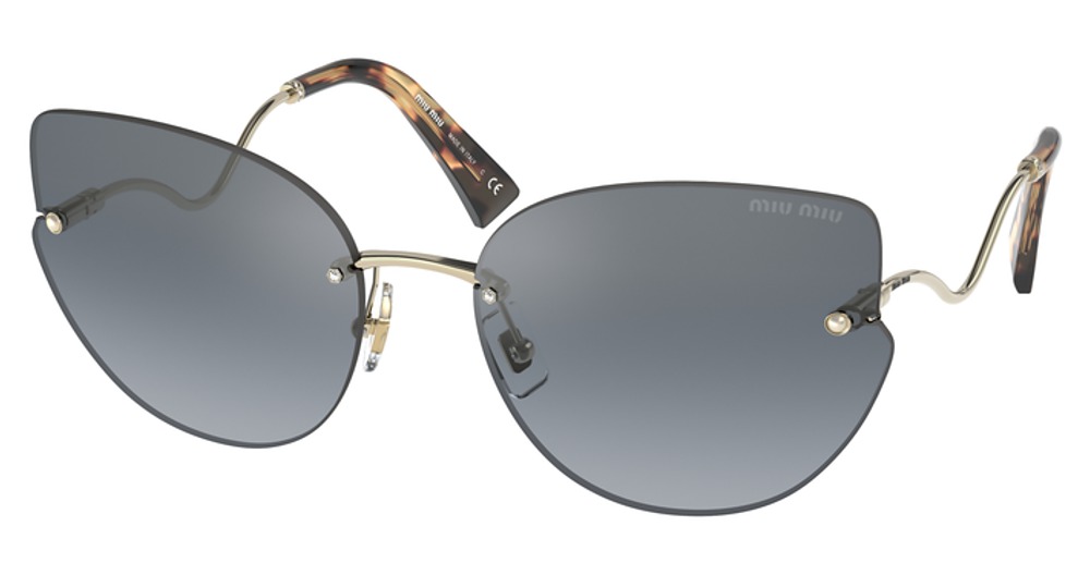 Miu Miu MU 51XS cateye sunglasses in Pale Gold/Gradient Blue Mirror Silver