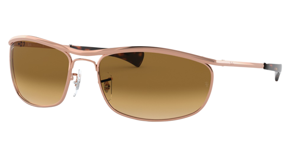 Ray-Ban RB3119M OLYMPIAN I DELUXE round sunglasses in Rose Gold/Clear Gradient Brown