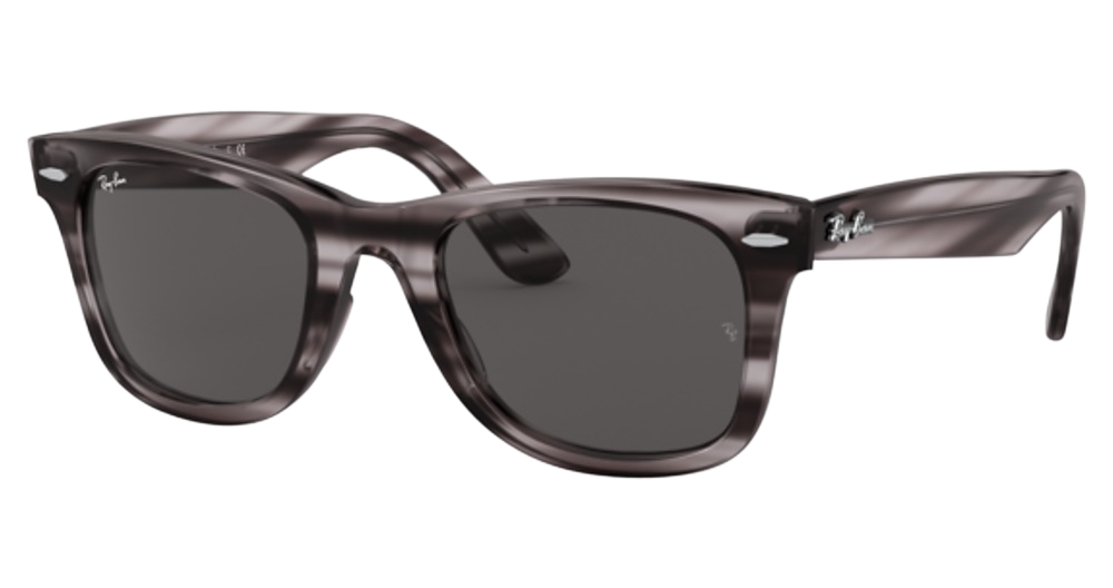 Ray-Ban RB4340 WAYFARER round sunglasses in Striped Grey Havana/Dark Grey