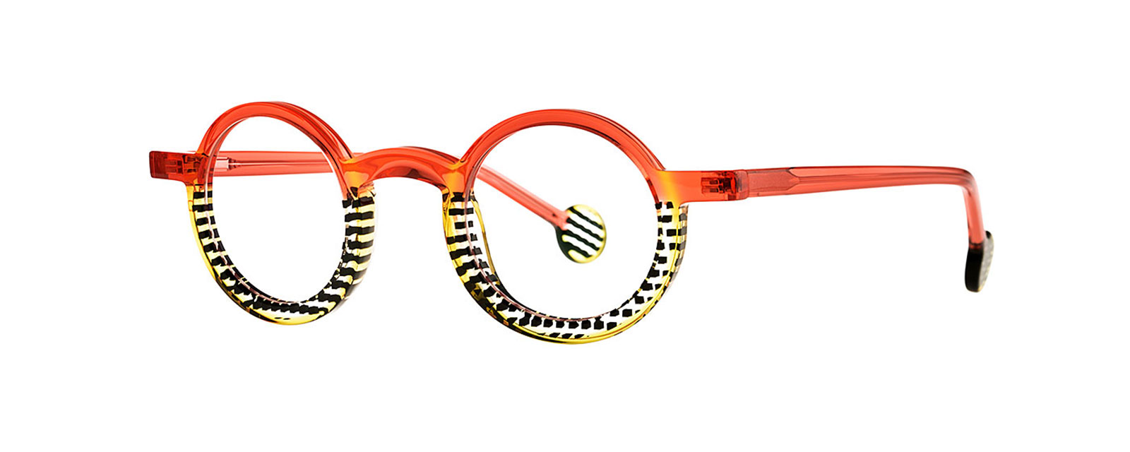 TRANSPARENT RED+TRANSPARENT YELLOW+BLACK DOT STRIPES