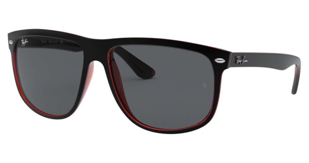 Ray-Ban RB4147 BOYFRIEND round sunglasses in Matte Black on Transpare/Dark Grey