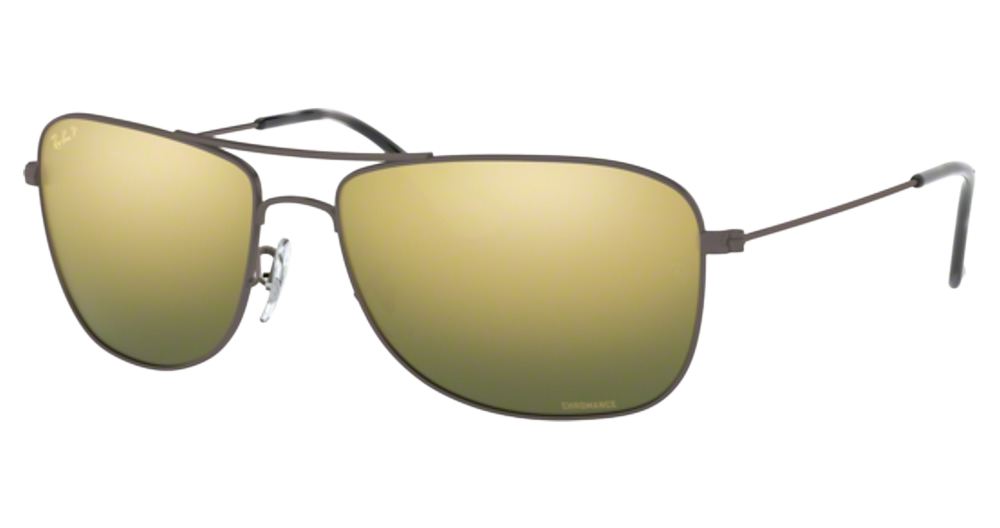 Ray-Ban RB3543 aviator sunglasses in Matte Gunmetal/Green Mirror Gold Gradient