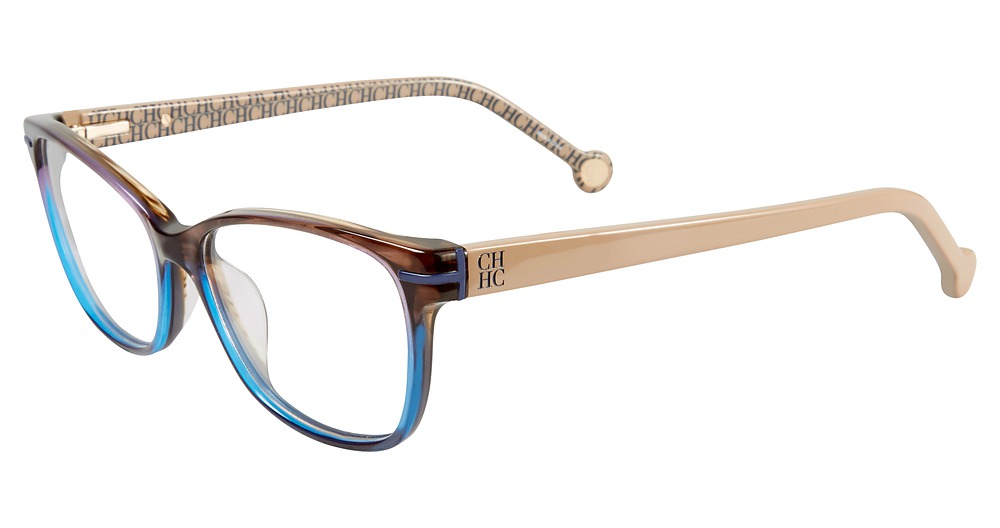 Carolina Herrera VHE635K round eyeglasses in Brown/Blue 0 M61