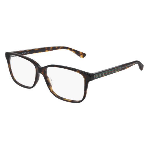 Gucci GG0530O rectangle eyeglasses in Havana Crystal Transparent