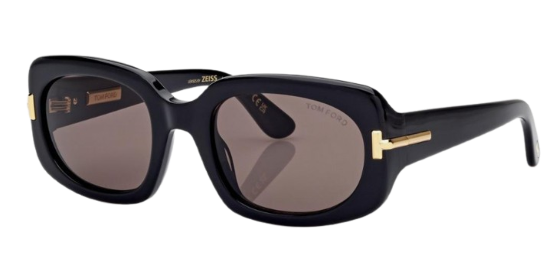 Tom Ford FT1253-F rectangle sunglasses in Shiny Black/Smoke