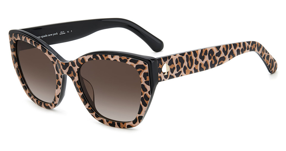 Kate Spade YOLANDA/S/US square sunglasses in BK Leoprd/Brown Shaded