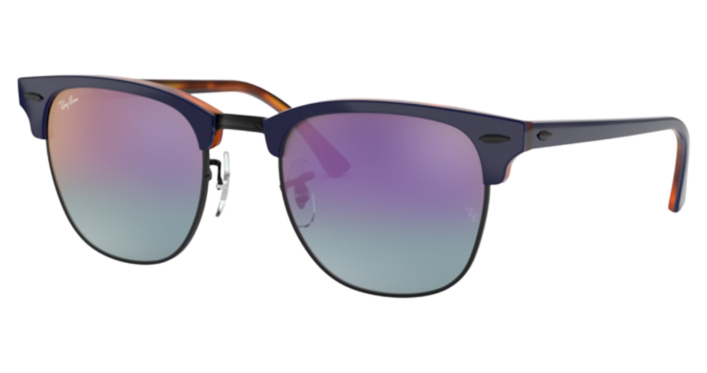 Ray-Ban RB3016 CLUBMASTER aviator sunglasses in Blue on Red Havana