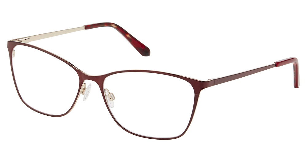 burgundy/rose gold