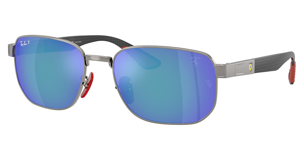 Ray-Ban RB8329M round sunglasses in Gunmetal/Polarized Grey Mirror Blue