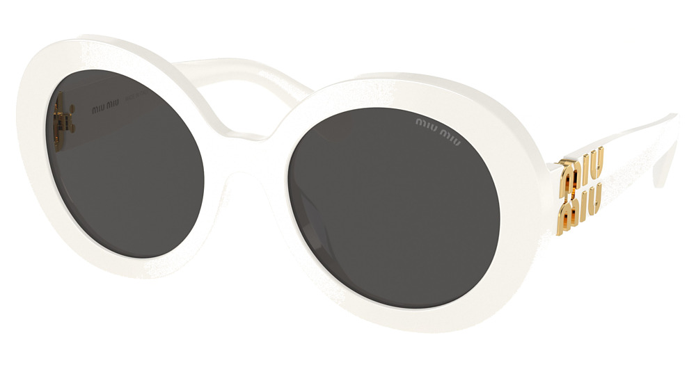 Miu Miu MU 11YS round sunglasses in White/Dark Grey