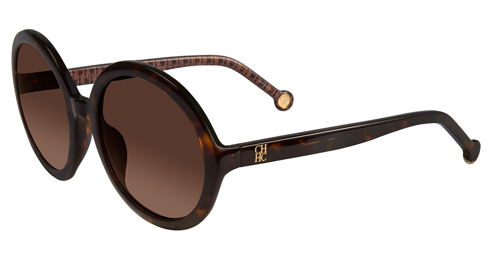 Carolina Herrera SHE696 round sunglasses in Shiny Dark Havana 722