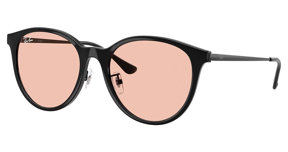 Ray-Ban RB4334D round sunglasses in Black/Light Pink