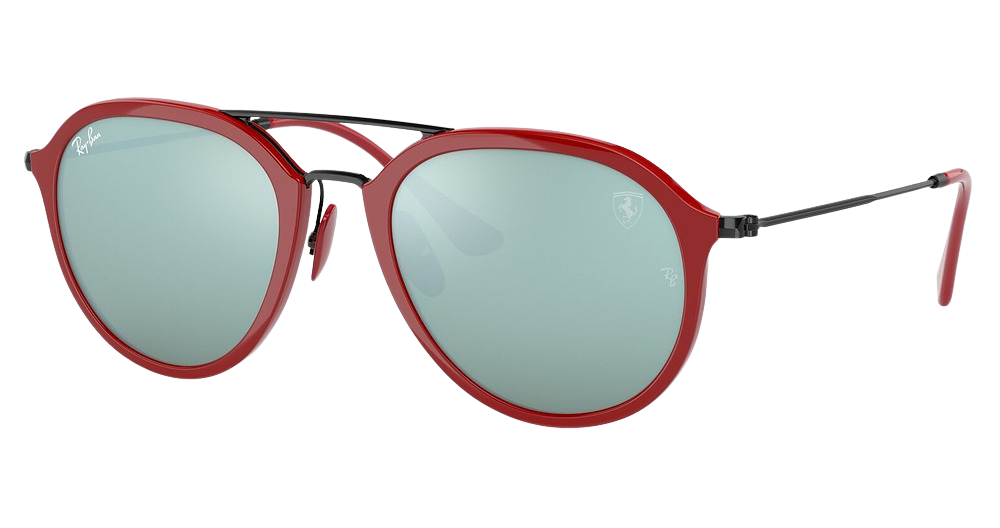 Ray-Ban RB4369M round sunglasses in Red/Light Green Mirror Silver