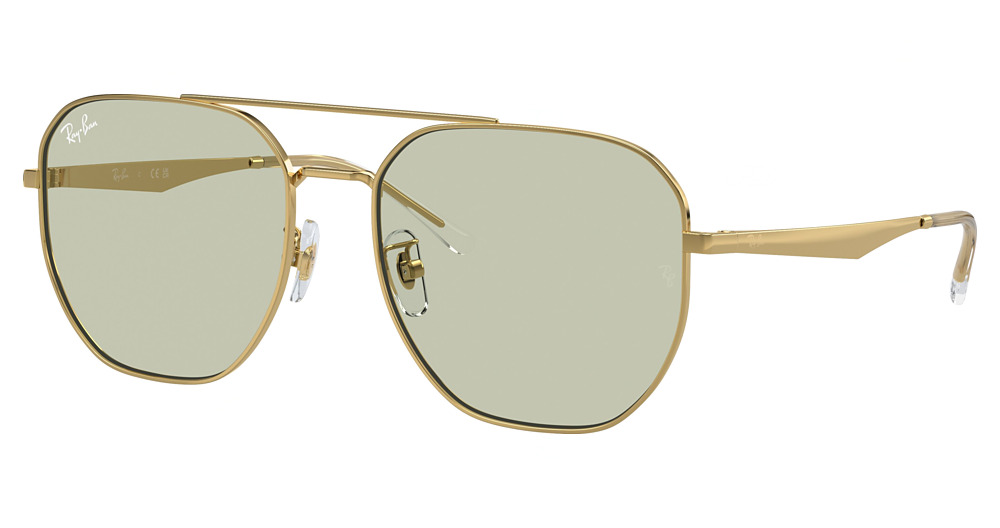 Ray-Ban RB3724D aviator sunglasses in Arista/Light Green