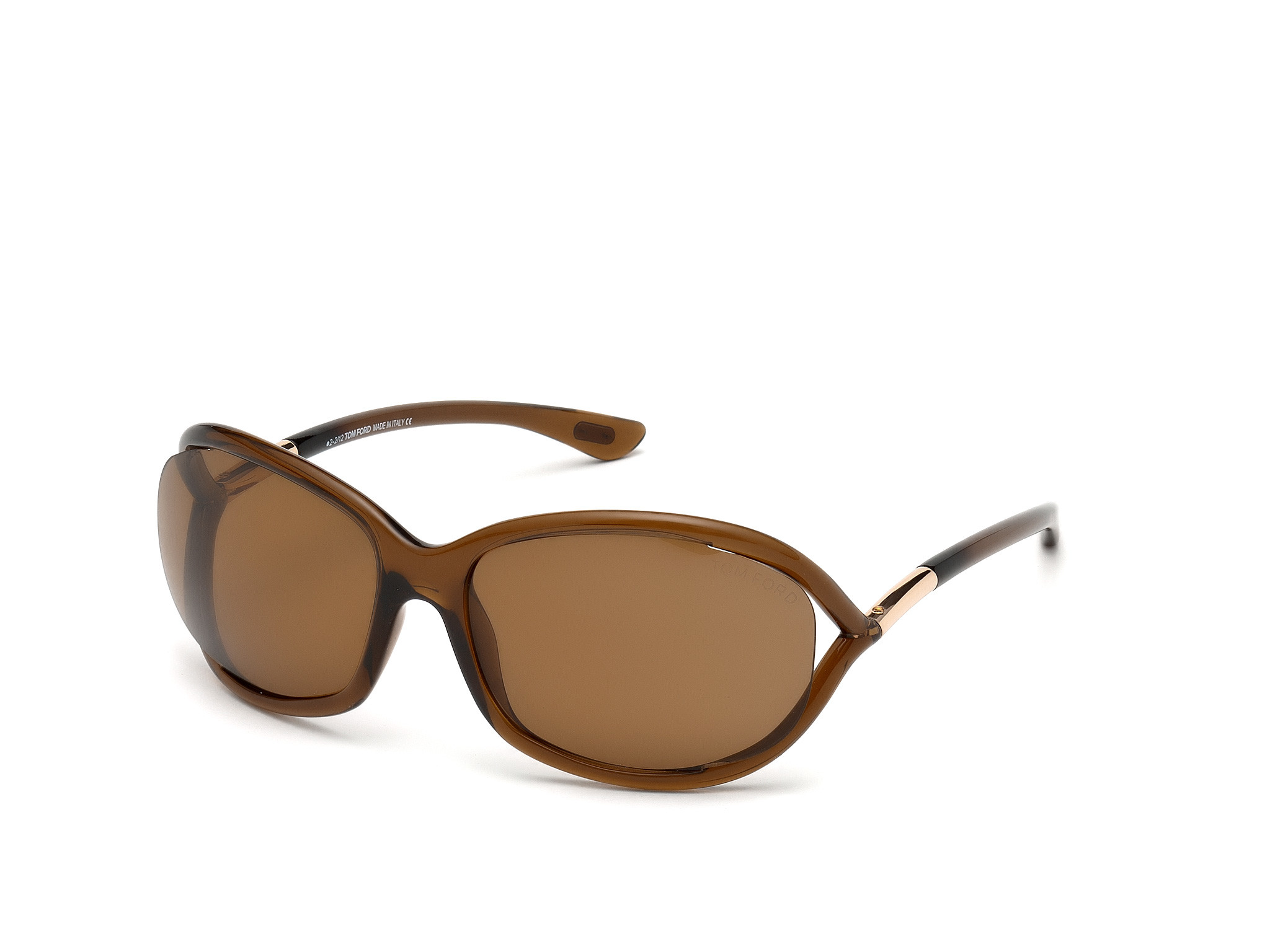 Tom Ford FT0008 Jennifer square sunglasses in Transparent Dark Brown/Polarized Brown Lenses