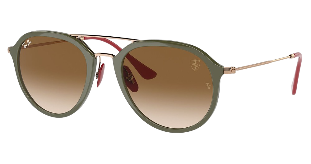 Ray-Ban RB4369M round sunglasses in Military Green/Clear Gradient Brown