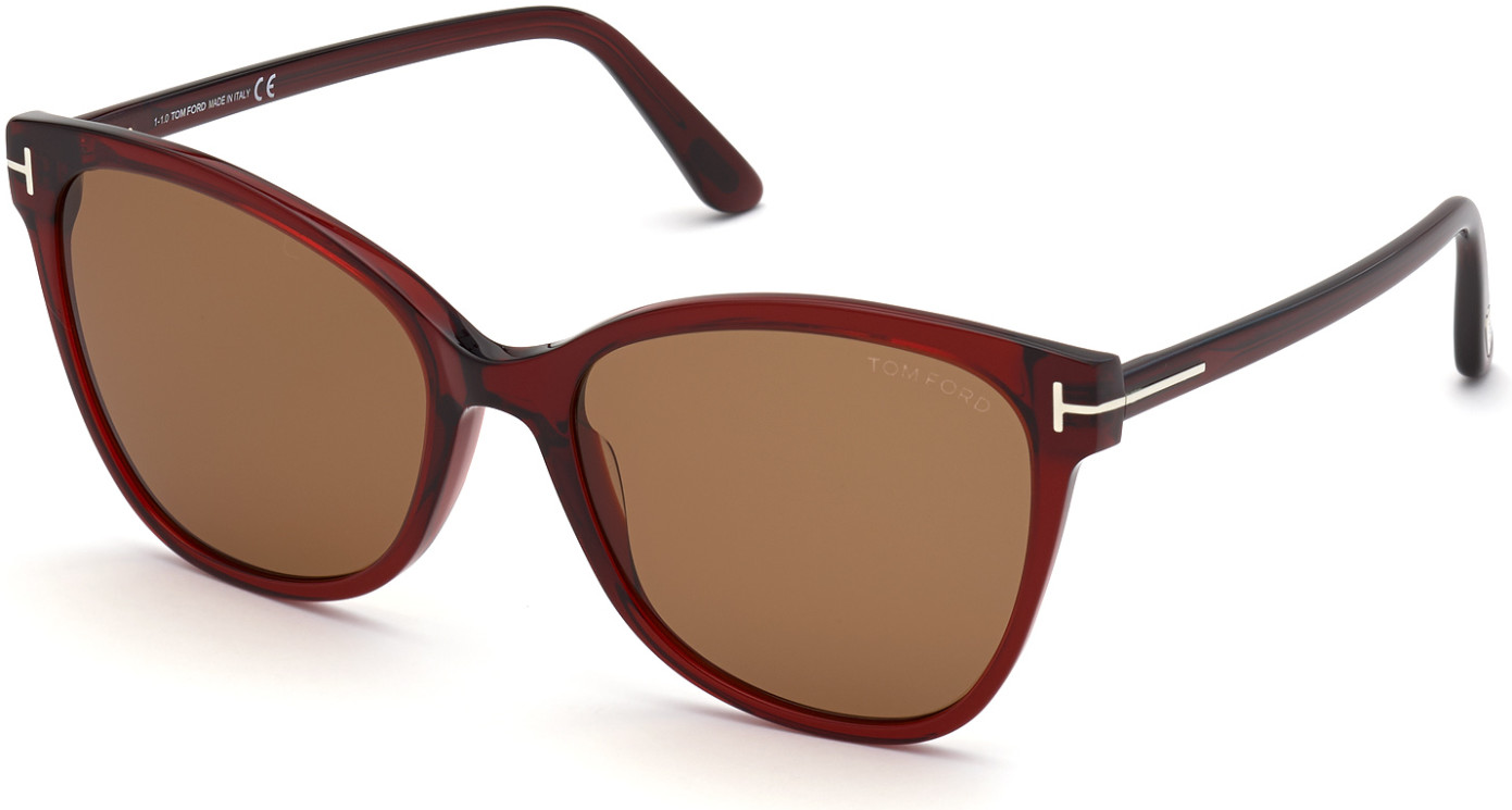 Tom Ford FT0844 cateye sunglasses in 68E Shiny Transparent Burgundy/Brown Lenses